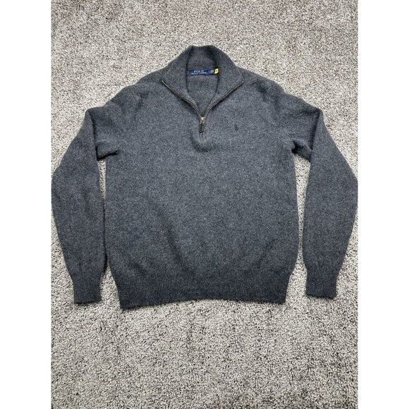 Polo Ralph Lauren Half-Zip Sweater Men's L Gray Wool Pullover Classic Fit‎ - Picture 1 of 12